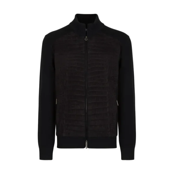 Stefano Ricci KNIT BLOUSON WITH CROCODILE LEATHER INSERTS | Last Sizes