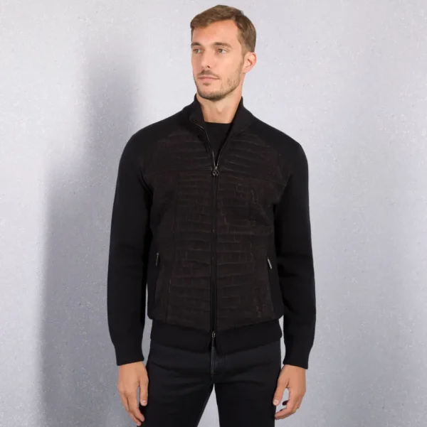 Stefano Ricci KNIT BLOUSON WITH CROCODILE LEATHER INSERTS | Last Sizes