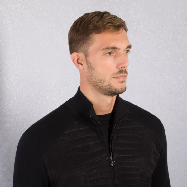 Stefano Ricci KNIT BLOUSON WITH CROCODILE LEATHER INSERTS | Last Sizes