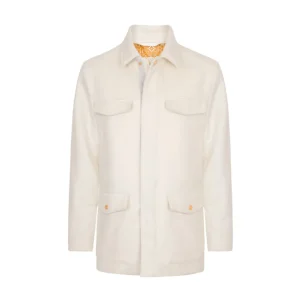Stefano Ricci PURE CASHMERE FIELD JACKET WITH SUEDE DETAILS | Outerwear