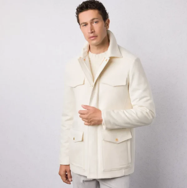 Stefano Ricci PURE CASHMERE FIELD JACKET WITH SUEDE DETAILS | Outerwear