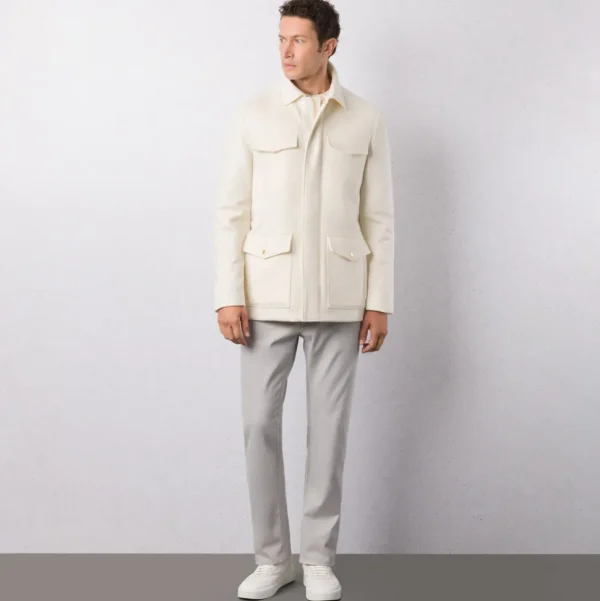 Stefano Ricci PURE CASHMERE FIELD JACKET WITH SUEDE DETAILS | Outerwear