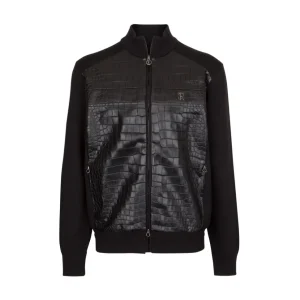 Stefano Ricci SILK, COTTON AND CROCODILE LEATHER BLOUSON | Last Sizes